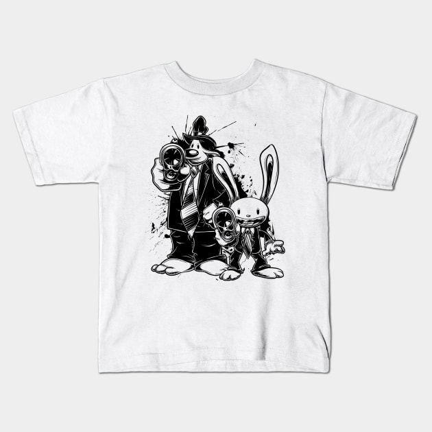 Sam & Max X Pulp Fiction (black) Kids T-Shirt by crula